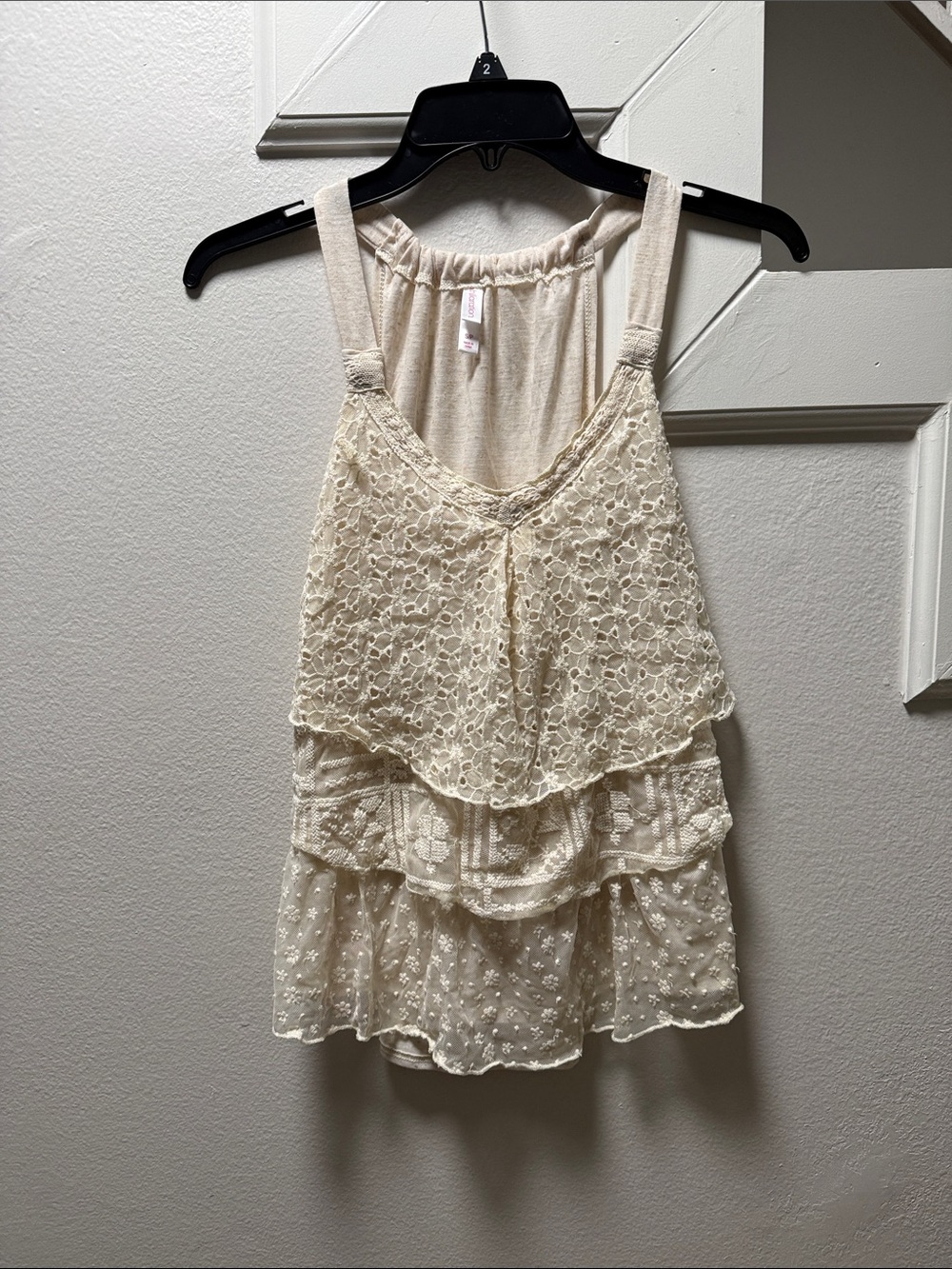Xhilaration Cream Layered Lace Camisole
